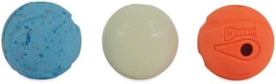 Fetch Medley Dog Ball Dog Toys, Medium (2.5 Inch) Pack of 3, for Medium Breeds, Includes Whistler, Max Glow and Rebounce Balls