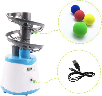 Automatic Ball Launcher for Small and Medium Cats, Interactive Cat Toy Base Ball Throwing Machine Mental Stimulation Toys for Cats Enrichment Toy for Indoor Outdoor Use, 16 EVA Balls Included