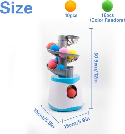 Automatic Ball Launcher for Small and Medium Cats, Interactive Cat Toy Base Ball Throwing Machine Mental Stimulation Toys for Cats Enrichment Toy for Indoor Outdoor Use, 16 EVA Balls Included