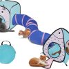 Cat Toy Tunnel and Cubes Bundle - Interactive Crinkle Collapsible Cat Tube and Foldable Cubes Playground for Kitty, Rabbit, Puppy, Ferret Hiding Hunting and Resting