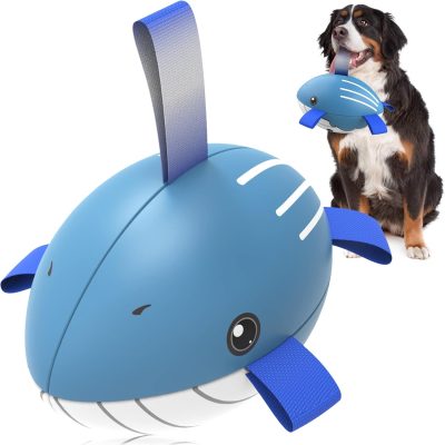 Watermelon Ball Dog Water Toys- Waterproof Dog Soccer Ball with Straps, Dog Beach Balls for Summer Outdoor Games Swimming Pool with Family Kids, Outdoor Dog Toys (9 inch)