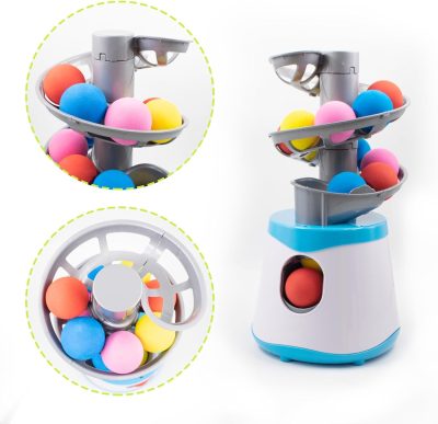 Automatic Ball Launcher for Small and Medium Cats, Interactive Cat Toy Base Ball Throwing Machine Mental Stimulation Toys for Cats Enrichment Toy for Indoor Outdoor Use, 16 EVA Balls Included