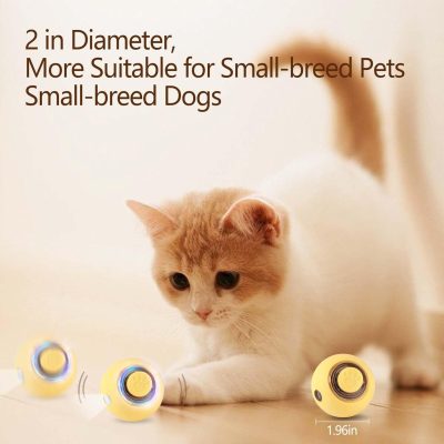Cat Toy Balls for Indoor Cats Smart Interactive Self Rotating Ball Kitten Toy Gift USB Rechargeable Cat Toys Set Planet Cat Toys Balls With Lights Electric Pet Ball Automatic Moving Yellow Toy Ball