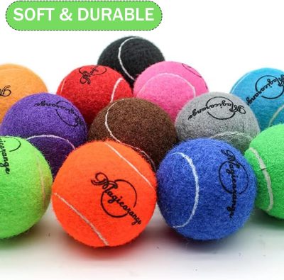 Tennis Balls, 20 Pack Tennis Balls for Dogs, Pet Dog Playing Balls, Come with Mesh Bag for Easy Transport, Colorful Easy Catching Pet Dog Balls (Multi-Color)