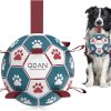Dog Toys Soccer Ball with Straps, Interactive Toys for Tug of War, Puppy Birthday Toy, Dog Water Toy, Dog Balls for Small & Medium Dog (6 Inch)