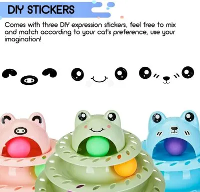 26pcs Cat Toys 4-Level Roller Track for Indoor Cats, Interactive Cat Toy with Colorful Balls Self Play Kitten Puzzle Toys, Fun Kitty Exercise Toys (Green)