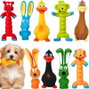 9 Pack Latex Squeaky Dog Toys 7 Inch Soft Rubber Dog Chew Toy Animal Standing Stick Puppy Fetch Interactive Play Toy Assorted Animal Pet Toys for Small Medium Large Dogs(Classic)