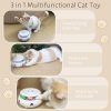 3-in-1 Cat Toy: Interactive Fun with Fluttering Butterfly, Ambush Feather, and Track Balls. USB Powered for Indoor Exercise (Bright White)