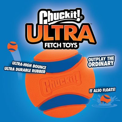Ball Dog Toy, Medium (2.5 Inch Diameter) Pack of 2, for breeds 20-60 lbs