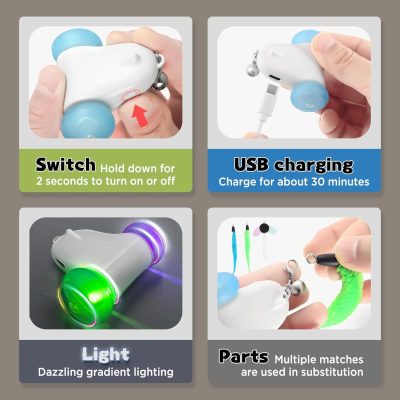 Interactive Cat Toys for Indoor Cats, 2-Speed Smart Automatic Cat Mouse Toy with LED Wheels, USB Rechargeable,Relieve Lack of Exercise for Cats Kittens