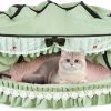 Cat Tunnel Toy Bed 2-in-1, Collapsible Cat Tunnels Tubes Toys with Washable Removable Mat Beds for Indoor Pet Cats Kittens Matcha