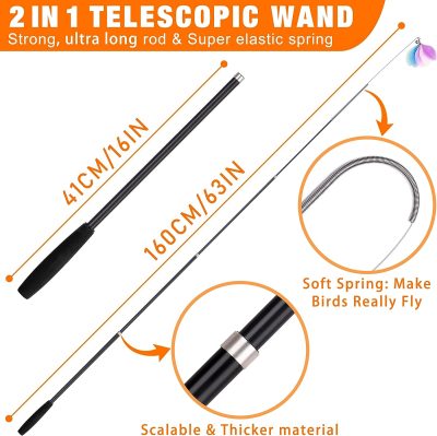 2024 latest Cat Toys, 2 in 1 Spring Cat Wand Toy with 2PCS Ultra-long Cat Teaser, 4PCS Spring Steel Wire & 5PCS Feather Refills for Kitty Kitten Indoor Cats Cat Accessories
