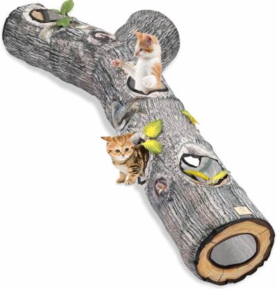 Large Cat Tunnel, 3 Way Collapsible Tube with Peek Holes Cat Tunnels for Indoor Cats Interactive Maze Toy for Kitty Puppy Rabbits Ferrets Squirrels Guinea Pigs Chinchillas
