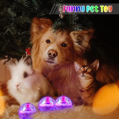 15 Pieces Ghost Hunting Cat Ball Light up Cat Balls Motion Activated Interactive Cat Toy Small LED Glowing Pet Ball for Animal Dog Running Activity Indoor Supplies, 1.38 x 1.5 Inches
