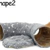 Cat Tunnel Bed Tube with Cushion and Plush Ball Toy Playground Crinkle Collapsible Self-Luminous Flannel Fabric 3FT for Large Cats Kittens Kitty Small Animals Puppy Grey Moon Star