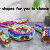 Large Cat Tunnel Bed with Plush Cover,Fluffy Toy Balls, Small Cushion and Flexible Design- 10 inch Diameter, 3 ft Length- Great for Cats, and Small Dogs, Rainbow Wave Color