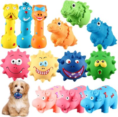 13 Pcs Squeaky Dog Toys Durable Latex Squeaker Puppy Chew Rubber Dog Toys Boredom Animals Interactive Dog Toys Colorful Funny Fetch Toy for Small Medium Breed