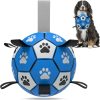 Dog Toys Soccer Ball with Straps, Interactive Toys for Tug of War, Puppy Birthday Toy, Dog Water Toy, Dog Balls for Small & Medium Dog (6 Inch)