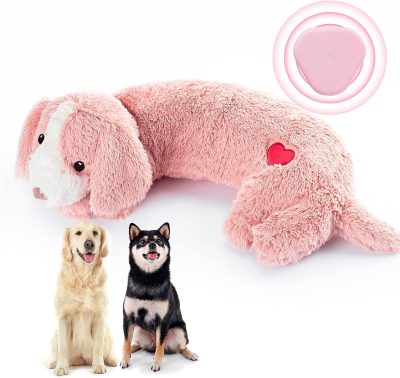 Heartbeat Toy Heartbeat Stuffed Animal for Dogs, Heartbeat Puppy Toy for Anxiety Relief Calming Aid, Heartbeat Stuffed Toy for Behavioral Aid Crate Kennel Training, Puppy Essentials White