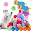 158pcs Cat Ball Launcher Set, Interactive Cat Toy Pom Pom Balls for Bored, Lightweight and Silent Cat Toys Pet Ball Launcher Plush Ball Shoot Gun Toy for Indoor Cats Kitten (Glitter Balls)