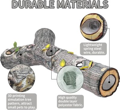 Large Cat Tunnel, 3 Way Collapsible Tube with Peek Holes Cat Tunnels for Indoor Cats Interactive Maze Toy for Kitty Puppy Rabbits Ferrets Squirrels Guinea Pigs Chinchillas