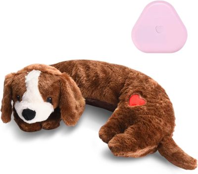Heartbeat Toy Heartbeat Stuffed Animal for Dogs, Heartbeat Puppy Toy for Anxiety Relief Calming Aid, Heartbeat Stuffed Toy for Behavioral Aid Crate Kennel Training, Puppy Essentials White