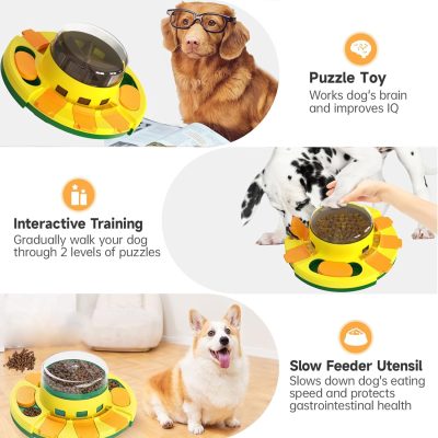Dog Puzzle Toys Slow Feeder Dog Bowls 2 Levels Interactive Dog Toys for Boredom and Stimulating IQ Training Treats for Dogs - Dog Stuff Bowls Food Treats Feeding Toys (All Breed Sizes)