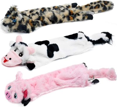 Dog Squeaky Toys No Stuffing 6 Pack Dog Toys Crinkle Dog Toys for Small Dogs Durable Dog Chew Toys Plush Cute Animals Natural Puppy Toys for Teething Pet Toys Squeak