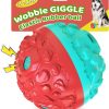 Dog Toy Ball for Aggressive Chewers, Interactive Fetch Dog Ball with Fun Squeaky Wobble Giggle Sound, Durable for Small Medium Large Dogs, Non-Toxic Rubber Pet Chew Toys, Black & Yellow