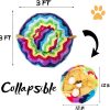 Large Cat Tunnel Bed with Plush Cover,Fluffy Toy Balls, Small Cushion and Flexible Design- 10 inch Diameter, 3 ft Length- Great for Cats, and Small Dogs, Rainbow Wave Color