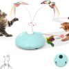 Electric Running Cat Laser Toys Interactive, Fluttering Butterfly, 4in1 Automatic Rechargeable Kitten Toy, Colored Feather, Indoor Exercise Cat Kicker, White