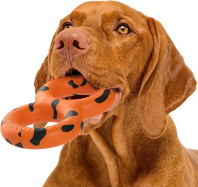 Dog Toys for Aggressive Chewers | Virtually Indestructible Pull Toy for Breeds such as Pit Bulls and German Shepherds | Heavy Duty Tug Dog Toy | Medium | Orange