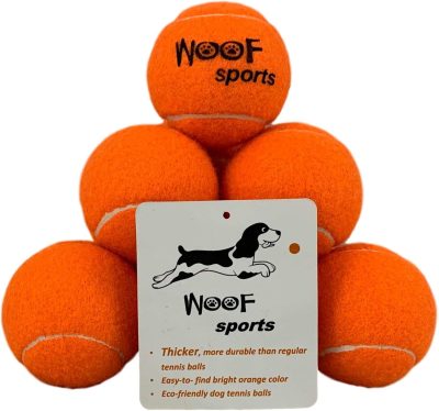 Dog Tennis Balls 12 Orange Tennis Balls for Dogs. Easy to Find! includes Carrying Bag. Medium Size Balls Fits Standard Ball Launchers