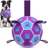Dog Toys Soccer Ball with Straps, Interactive Toys for Tug of War, Puppy Birthday Toy, Dog Water Toy, Dog Balls for Small & Medium Dog (6 Inch)