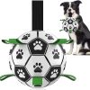 Dog Toys Soccer Ball with Straps, Interactive Toys for Tug of War, Puppy Birthday Toy, Dog Water Toy, Dog Balls for Small & Medium Dog (6 Inch)