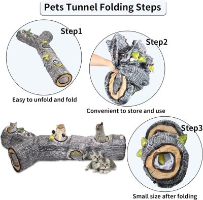 Large Cat Tunnel, 3 Way Collapsible Tube with Peek Holes Cat Tunnels for Indoor Cats Interactive Maze Toy for Kitty Puppy Rabbits Ferrets Squirrels Guinea Pigs Chinchillas