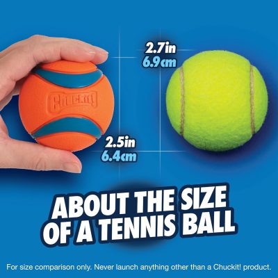 Ball Dog Toy, Medium (2.5 Inch Diameter) Pack of 2, for breeds 20-60 lbs