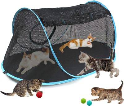Cat Furniture Tent for Indoor and Outdoor Playpen Portable Cat Tunnels, Outdoor Kennel (2 Cube + 3-Way Tunnel)