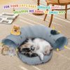 Cat Tunnel Bed, Indoor Cat Tunnels with Hanging Balls, Peepholes, and Washable Mat, Green