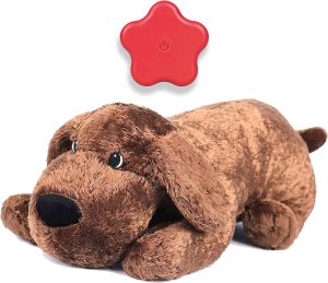 Dog Heartbeat Toy for Puppy Anxiety Relief, Heartbeat Stuffed Animal Heartbeat Plush Toy for Small, Medium, and Large Dogs (Brown)