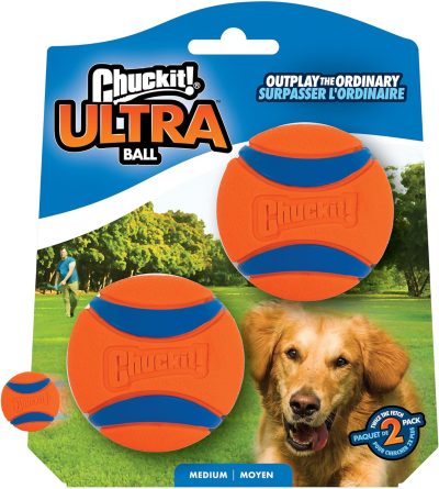 Ball Dog Toy, Medium (2.5 Inch Diameter) Pack of 2, for breeds 20-60 lbs