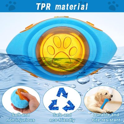 4 Pcs Dog Pool Floating Toys - Squeaky & Glowing Dog Water Toys, Safe Durable TPR Interactive Dog Toys for Aggressive Chewers Large Dogs Fetching Playing