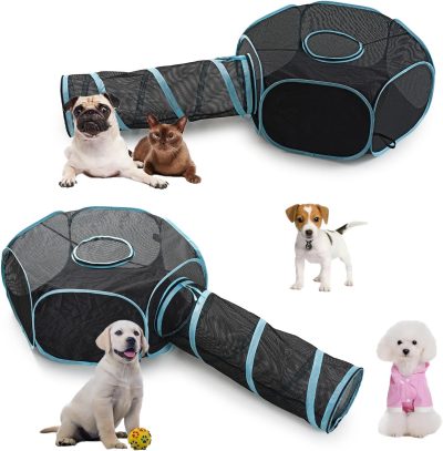Cat Furniture Tent for Indoor and Outdoor Playpen Portable Cat Tunnels, Outdoor Kennel (2 Cube + 3-Way Tunnel)