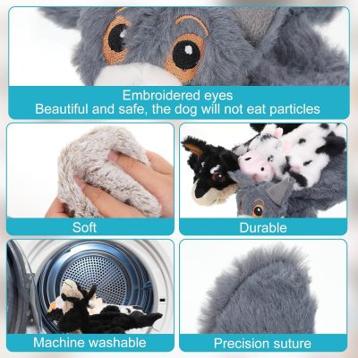 10 Pcs Dog Squeaky Toys No Stuffing Pet Toys Crinkle Dog Toy for Aggressive Chewers Plush Teething Puppy Squeak Toys Animals Chew Toys for Small Medium Large Pets, 10 Styles(Classic Style)