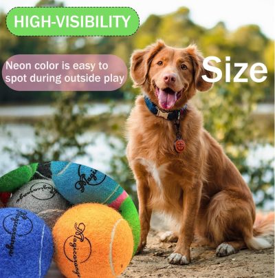 Tennis Balls, 20 Pack Tennis Balls for Dogs, Pet Dog Playing Balls, Come with Mesh Bag for Easy Transport, Colorful Easy Catching Pet Dog Balls (Multi-Color)