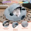 Cat Tunnel Bed, Indoor Cat Tunnels with Hanging Balls, Peepholes, and Washable Mat, Green