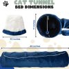 Cat Tunnel and Bed Toy Set with Removable Plush Bed for Indoor Use; Perfect for Cats, Dogs, and Ferrets; Cat Toys Attached; Top Pet Tunnel for Fun, Exercise, and Rest; Cat Toys for Indoor Cats (Blue).