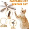 Cat Wand Toys, Interactive Cat Toys with 3 Feather Refills, 29'' Flexible Steel Wire, Sturdy Wood Handle & Bell for Kitty Kitten, Cat Toys for Indoor Cats Cat Teaser Cat String Toy