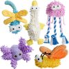 Small Medium Dog Toys, Soft Fabric Squeaky Puppy Toys, Keep Dogs Busy, Plush Durable Stuffed Crinkle Pet Chew Toys for Medium, Small Puppy Dogs, Cute Pet Teething Toys, 5 Packs