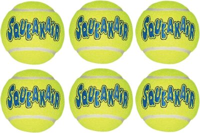 Air Dog Squeak air Tennis Ball Dog Toy, Large, Yellow, 6 Count
